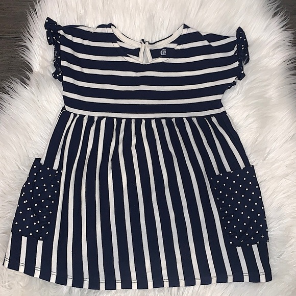GAP Other - Gap 18-24M Striped Dress w/Polka Dot Trim Navy/White